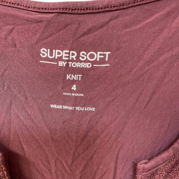 Torrid Babydoll Fabric Mix Super Soft Balloon Chiffon Sleeve Top Mauve Pink 4X - Picture 3 of 11